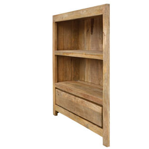 Bibliothèque de luxe haut de gamme en chêne massif indien avec tiroir, vitrine et armoire de rangement pour bureau, salon et villa - Product Image 4