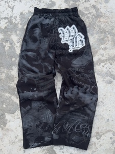 <b>Men</b> Vintage Graphic Print Tracksuit Trousers Elastic Waist Knitted Cotton Jogger <b>Pants</b> Custom Logo - Product Image 3