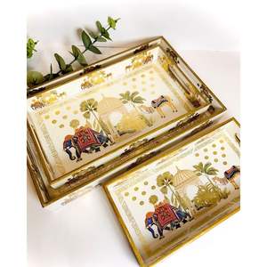 Plateau de service moderne en MDF imprimé de qualité supérieure pour servir des boissons, du café, du thé, du jus, des collations, des aliments RR ENTERPRISES RR202512444 - Product Image 1