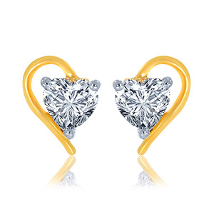 Pendientes de Diamantes con Corte Corazón, Chapados en Oro Amarillo, Diamantes Blancos Cultivados en Laboratorio, Joyería Romántica de Compromiso para Mujer - Product Image 1