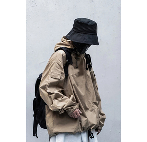 Veste softshell kaki à capuche pour homme, résistante à l'eau, coupe ample avec poches, vêtements d'extérieur - Product Image 2