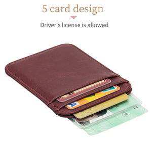 Custom Genuine Leather Card Holder Lightweight High Quality Men Card Holder <b>Wallet</b> Pocket Mini <b>Smart</b> Slim Crazy Horse Leather - Product Image 4