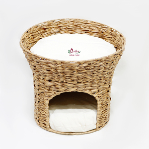 Coussin pour chien rond en jacinthe d'eau avec coussin amovible et lavable, style classique, pour toutes les saisons - Product Image 1