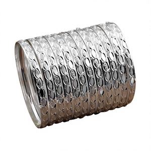 Juego de 12 Brazaletes de Latón Plateado Personalizados al por Mayor - Moda Tradicional para Fiestas - Product Image 2