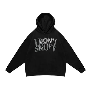 Unisex Black Graphic Hoodie Oversized Streetwear Pullover Hoodie <b>Slogan</b> Print Hooded <b>Sweatshirt</b> Casual Long Sleeve Fleece Hoodie - Product Image 1