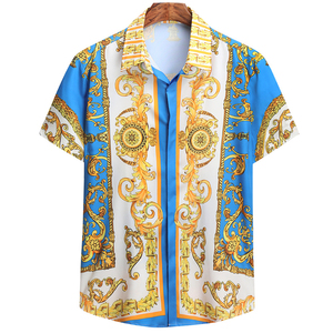 Chemises Hawaïennes Homme à Manches Courtes Personnalisables, Imprimé Doré Vintage, Décontractées pour l'Été et la Plage, Anti-Plis, Respirantes, de Créateur (ODM) - Product Image 6
