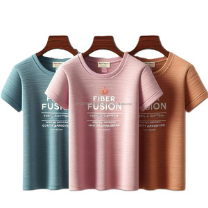 Camisetas de algodón tejidas a medida para niñas, camisetas informales de manga corta con cuello redondo y logotipo impreso, colores lisos, OEM al por mayor - Product Image 3