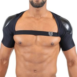 Gold Metallic Chest <b>Harness</b> With Matching Briefs For Men BDSM Fetish Wear - Product Image 6