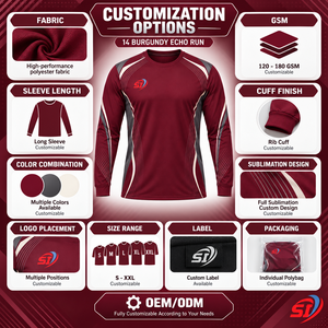 Men’s Quick Dry Long Sleeve Sports T <b>Shirt</b> Custom Moisture Wicking Running Top - Product Image 5