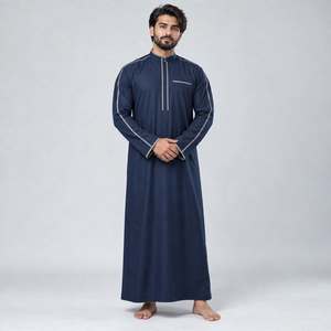 Nouvelle collection : Thobe pour homme, couleur bordeaux uni, col montant, manches longues, longueur ras du sol – Robes traditionnelles musulmanes islamiques pour hommes - Product Image 4