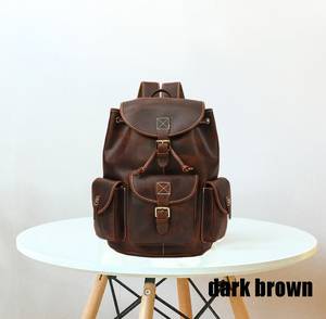 Rugged Vintage Leather <b>Backpack</b> Waterproof Anti-Theft Laptop Rucksack Genuine Leather Travel Kit LBP-0321 - Product Image 4