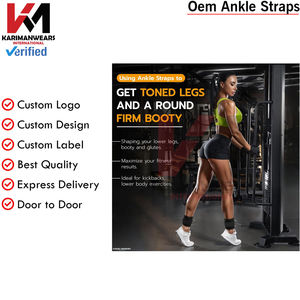 Sangles de cheville personnalisées en nylon de qualité supérieure pour exercices à la poulie, avec logo sur mesure et soutien rembourré pour athlètes - Product Image 3