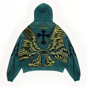 Sweat à capuche oversize personnalisé de haute qualité, coupe courte, effet vieilli, en molleton/coton, lavage vintage, impression intégrale, service OEM - Product Image 2