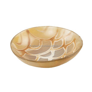Bol de service en corne polie attrayante en gros Ustensiles de cuisine de meilleure qualité de l'Inde RF Artisanat pour les fêtes - Product Image 4