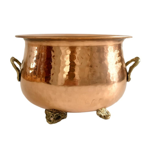 Antique Copper Hammered Planter With Circular Pattern Rustic Vintage Style For Garden Flower Green <b>Plant</b> Decoration - Product Image 6