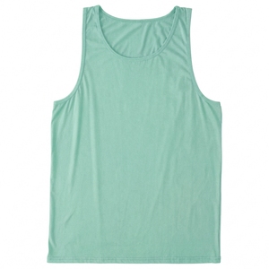 Men's Solid <b>Mint</b> <b>Green</b> O-Neck Knitted Tank <b>Top</b> Casual Style Plain Dyed Breathable Lightweight Fit - Product Image 3