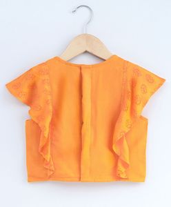 Ensemble de vêtements pour filles, chemisier à manches bouffantes imprimé avec pantalon dhoti, tenue ethnique festive traditionnelle pour enfants, ensemble de vêtements pour fête - Product Image 2