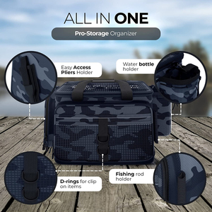 Bolsa de Pesca de Nailon Impermeable con Camuflaje, Personalizada OEM, 10L, con Múltiples Bolsillos, Porta Cañas, Correa de Hombro con Anillo en D, Venta al Por Mayor - Product Image 4