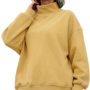 Sweat-shirt personnalisé pour femme en molleton bouclette, col montant, sans doublure, épaules tombantes, respirant, écologique, séchage rapide, décontracté pour l'hiver - Product Image 1