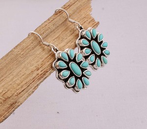 925 Sterling Silver Turquoise Water Drop <b>Earrings</b> Genuine Gemstone Handcrafted Jewelry Women Wedding Party Trendy Gift Wholesale - Product Image 2