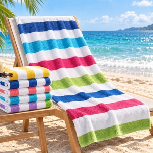 Toalla de Baño de Algodón Peinado Extra Suave, Tipo Velour, Doble Cara, Alta Absorbencia, Toalla de Playa de Lujo, Pedido al por Mayor para Comercios Minoristas de Alta Gama - Product Image 1