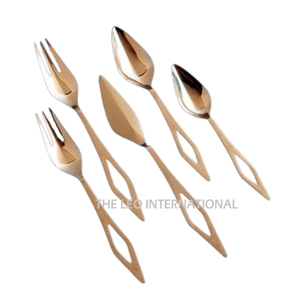 Ensemble de couverts en acier inoxydable doré au design unique, finition miroir, couverts de table en acier poli - Product Image 1