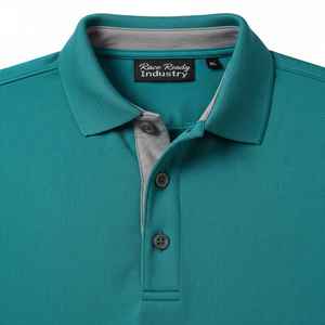 Camisa Polo Oxford de Manga Corta para Hombre, Color Sólido, Corte Regular, Estilo Casual, Tejido de Tela, Verde Azulado - Product Image 6