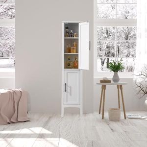 FCH 2-Door High Storage Bathroom Cabinet White Living Room Furniture - Product Image 1