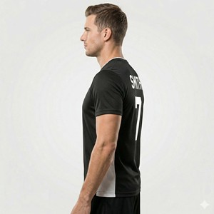 Men's Athletic Team Wear Black and White Blank Soccer Jersey Moisture Wicking Fitness Training T-Shirt - Product Image 4