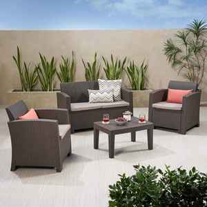 Modern SIENA 4PCS Outdoor Restaurant Sofa Set Seat <b>Cushions</b> 5CM Wicker <b>Rattan</b> Furniture PHU LINH High Quality Supply Commercial - Product Image 2
