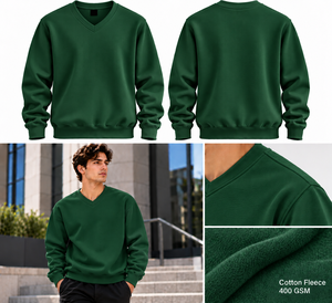 Wholesale Plus Size V Neck Sweatshirt <b>Thick</b> Cotton Polyester <b>Fleece</b> Breathable Winter All Season Casual Pullover Sweater For <b>Men</b> - Product Image 1