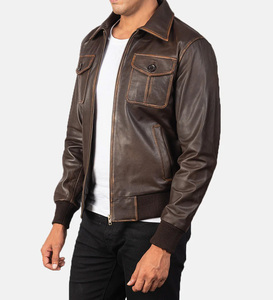 Blouson en cuir double face unisexe, automne-hiver, col montant, imperméable, coupe-vent, style motard, fermeture éclair, denim, style urbain - Product Image 2