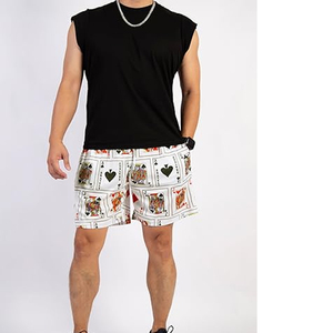 Shorts camouflage personnalisés pour hommes, style streetwear estival, respirants, motif cartes à jouer, taille mi-haute, en toile avec cordon de serrage - Product Image 2
