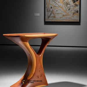 Luxury Hollow Hourglass Solid Wood Side <b>Table</b> Modern Handcrafted Cedar Ottoman & End <b>Table</b> for Designer Home Hotel Furniture - Product Image 3