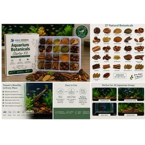 AQUA VRIKSHA Aquarium Botanicals Starter <b>Kit</b> Pack of 27 Natural Dried Leaves Pods & Bark in Box & Bags for Tetra Fish - Product Image 6