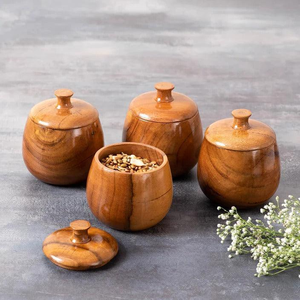 Tarro de Almacenamiento de Madera Natural Hecho a Mano, Hermético, Apto para Lavavajillas, de Gran Capacidad, con Tapa, Recipiente de Cocina, Tarros Decorativos para Especias y Dulces - Product Image 6