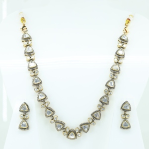 Conjunto de Collar y Pendientes de Cuarzo Cristal CZ, Chapado en Oro, Plata 925, Hecho a Mano, Estilo Bohemia, Joyería Tribal, Colección Clásica - Product Image 1