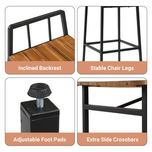 Set da Pranzo da Esterno in Legno di Acacia a 5 Pezzi, Sedia Girevole e Tavolo Resistenti alle Intemperie per Giardino o Impianti Sportivi - Product Image 2