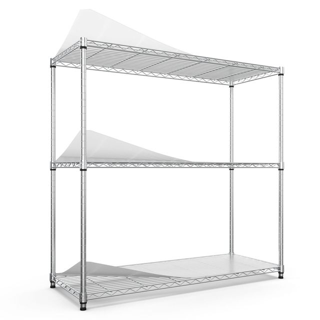 NSF 3-Tier Heavy Duty Metal Shelving Unit 1050 LBS Capacity Height Adjustable Chrome Wire Rack for Garage Storage