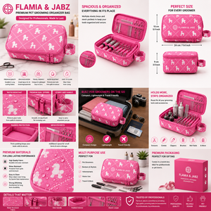 กรรไกรตัดขนสัตว์เลี้ยง FLAMIA JABZ  ใยไฟเบอร์รักษ์โลก ลายสุนัขสีดำ ขนาด 10x7.5 นิ้ว พร้อมกระเป๋าเดินทางทันสมัยกันน้ำ - Product Image 3