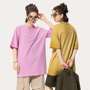 Nouveautés T-shirts personnalisés en coton 100% 320 GSM, couleur unie, effet vieilli, coupe ample, lavage à l'acide, pour hommes - Product Image 6