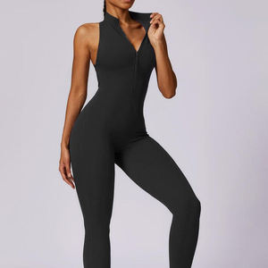 Body de una pieza liso y sencillo para uso casual, con logo personalizado, nuevo diseño, ligero, estilo yoga y streetwear para mujer. - Product Image 1