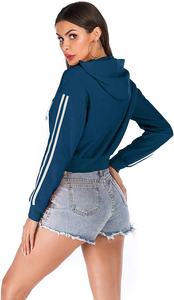 Hot Selling Crop <b>Tops</b> <b>Set</b> <b>Short</b> Sleevesvelvet Fabric Premium Quality Hooded for Women Best Selling Crop Breathable <b>Top</b> Crop - Product Image 4