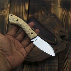 Cuchillo de Desollar de Acero de Diseño Único con Hoja Fija, Mango de Madera de Fresno, ODM OEM, Cuchillo Utilitario de Acero Integral para Bushcraft y Camping - Product Image 5