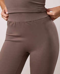 Premium Quality High Waist Calf-Length Yoga <b>Leggings</b> Solid <b>Brown</b> Seamless Spandex Polyester Elastic Waist <b>Women's</b> Pants 180 g - Product Image 3