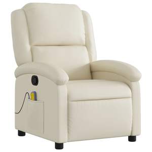 Fauteuil de massage inclinable en similicuir crème avec structure en contreplaqué standard - Product Image 3