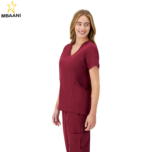 Haut de travail pour femmes, chemises de travail extensibles anti-humidité, panneaux latéraux côtelés - Product Image 6