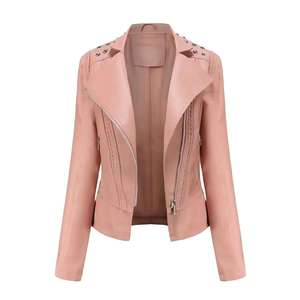Chaqueta de cuero para mujer antiarrugas, impermeable, ecológica, con logotipo personalizado, transpirable, de primera calidad y ligera. - Product Image 1