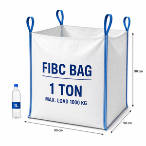 Bolsa Jumbo FIBC de Polipropileno Tejido de 1 Tonelada, 90x90x110 cm, Parte Superior Abierta, Fondo Plano, Blanca, con 4 Asas, para Empaque a Granel - Product Image 4