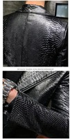Veste de motard en cuir de vachette noir pour homme, effet crocodile, tendance